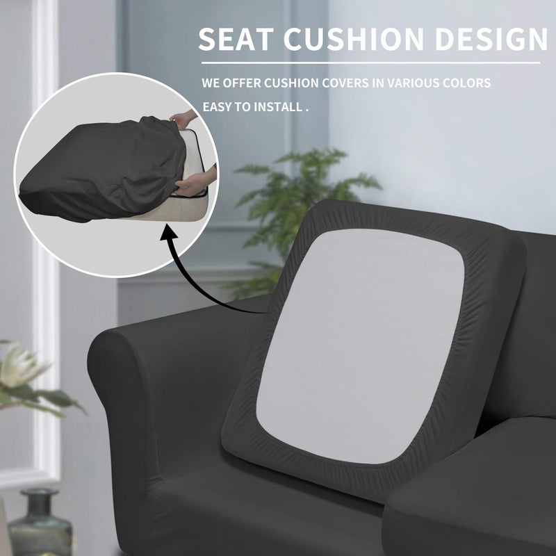 Easy-Going 4 Pieces Stretch Soft Couch Cover for Dogs - Washable Sofa Slipcover for 3 Separate Cushion Couch - Elastic Furniture Protector for Pets, Kids (Sofa, Dark Gray, Large) - Image 3